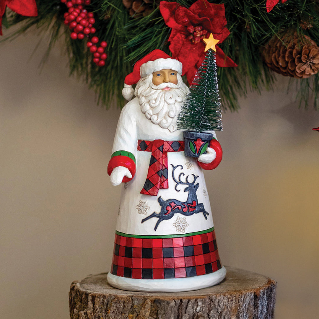 Jim Shore Heartwood Creek: Highland Glen Santa with Sisal Tree Figurine sparkle-castle