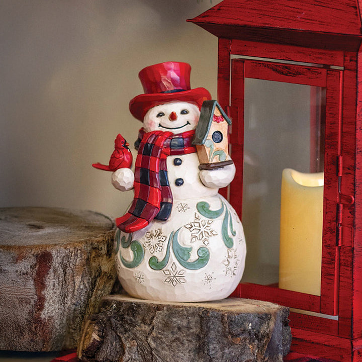 Jim Shore Heartwood Creek: Highland Glen Snowman In Red Top Hat Figurine sparkle-castle