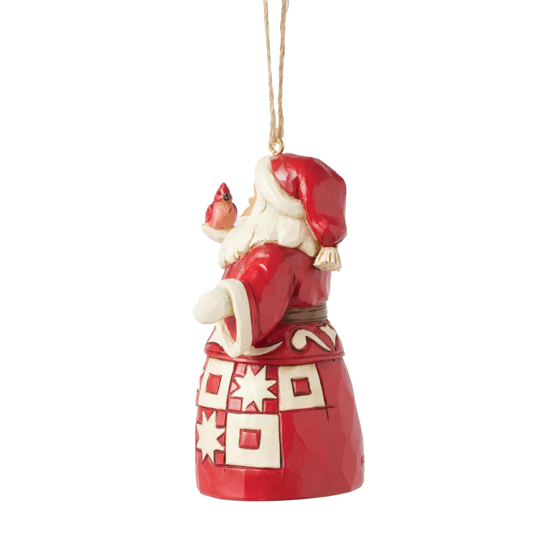 Jim Shore Heartwood Creek: Nordic Noel Santa With Cardinal Hanging Ornament sparkle-castle