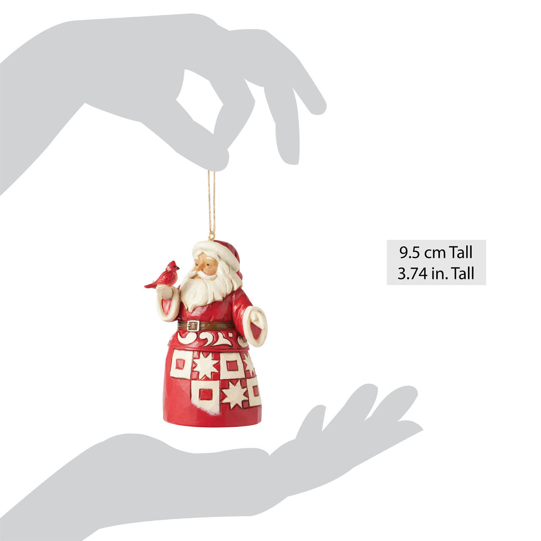 Jim Shore Heartwood Creek: Nordic Noel Santa With Cardinal Hanging Ornament sparkle-castle