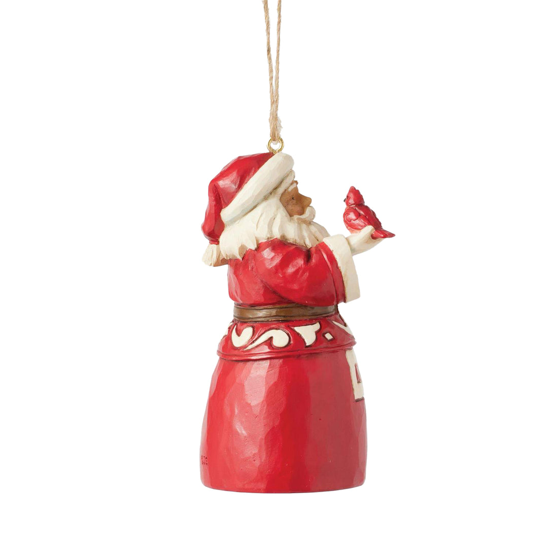 Jim Shore Heartwood Creek: Nordic Noel Santa With Cardinal Hanging Ornament sparkle-castle