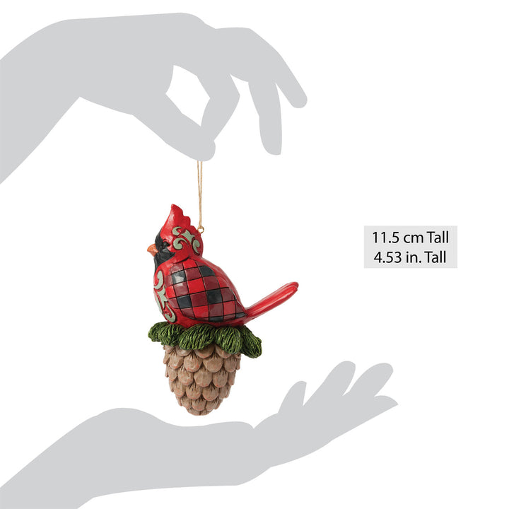 Jim Shore Heartwood Creek: Highland Glen Cardinal On Pinecone Hanging Ornament sparkle-castle