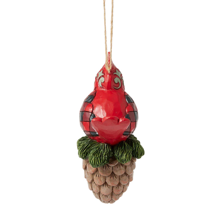 Jim Shore Heartwood Creek: Highland Glen Cardinal On Pinecone Hanging Ornament sparkle-castle