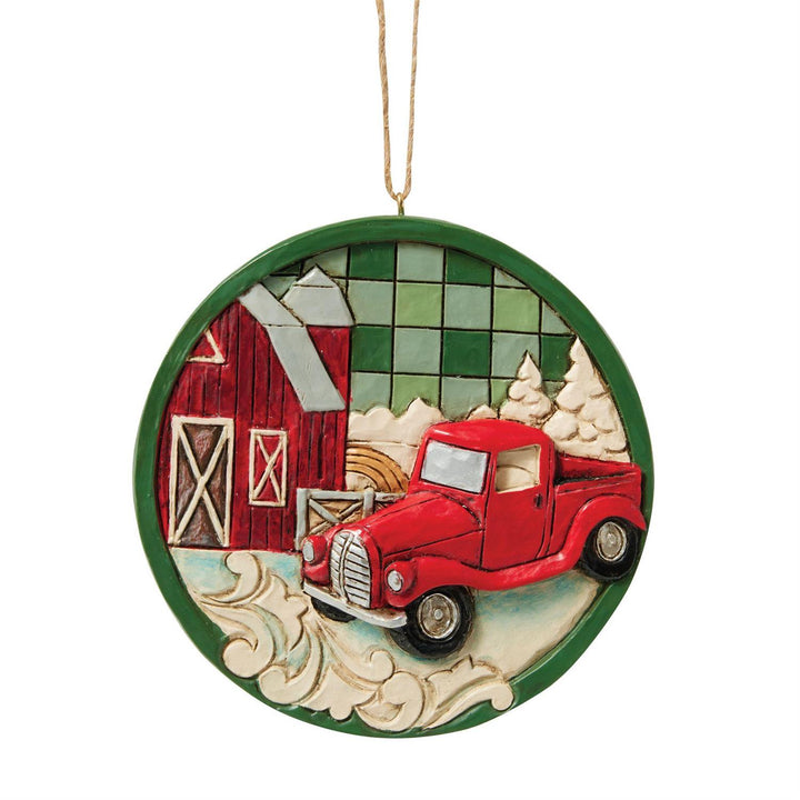 Jim Shore Heartwood Creek: Highland Glen Red Truck Coin Hanging Ornament sparkle-castle