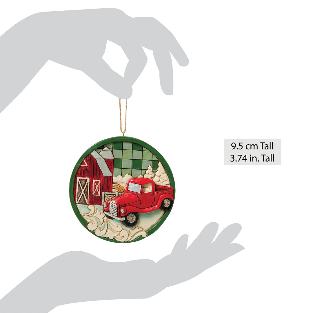 Jim Shore Heartwood Creek: Highland Glen Red Truck Coin Hanging Ornament sparkle-castle