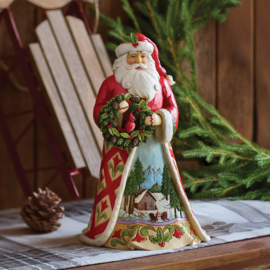 Jim Shore Heartwood Creek: Christmas at the Lodge Santa With Wreath Figurine sparkle-castle