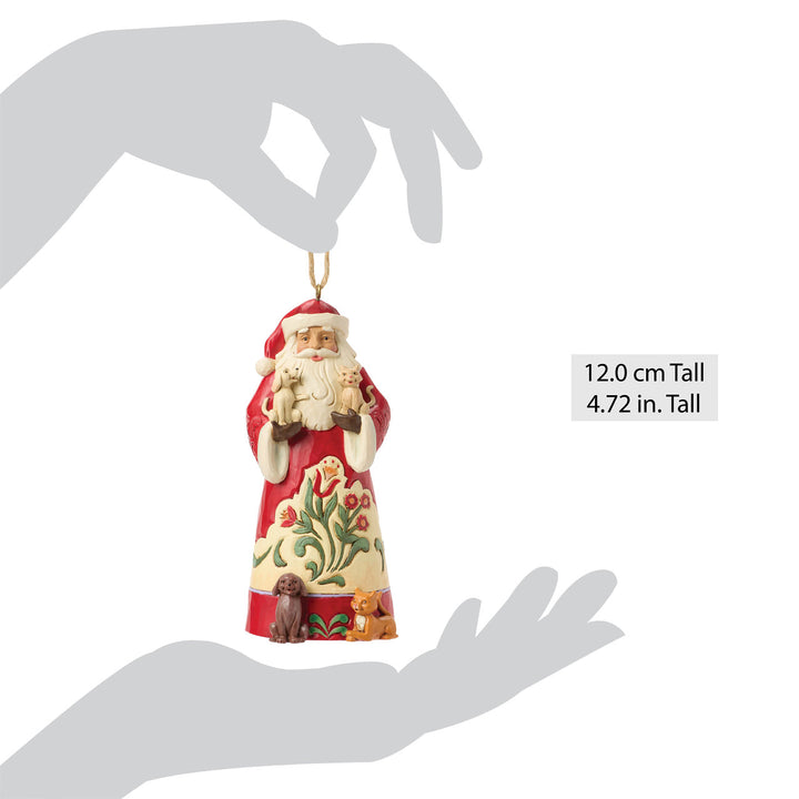 Jim Shore Heartwood Creek: Santa With Pets Hanging Ornament sparkle-castle