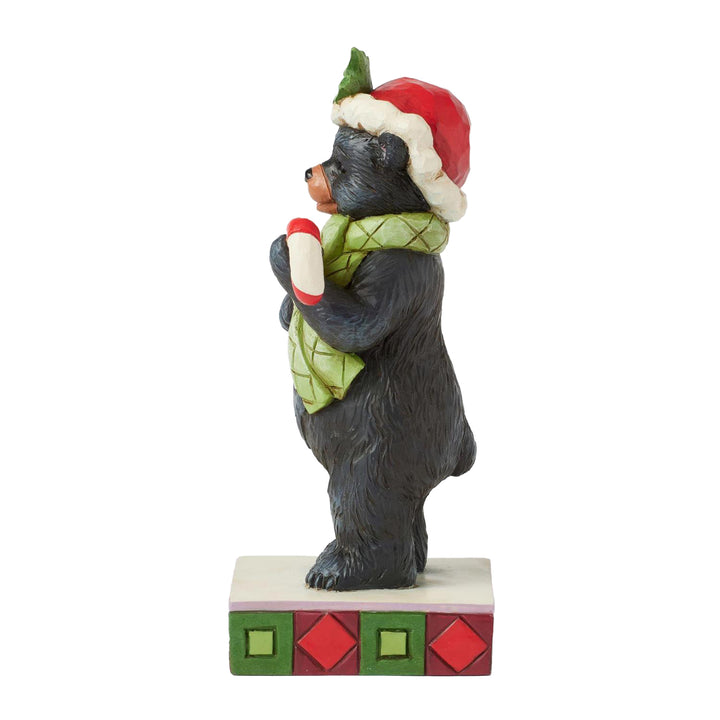 Jim Shore Heartwood Creek: Christmas at the Lodge Black Bear Holding Candy Cane Figurine sparkle-castle