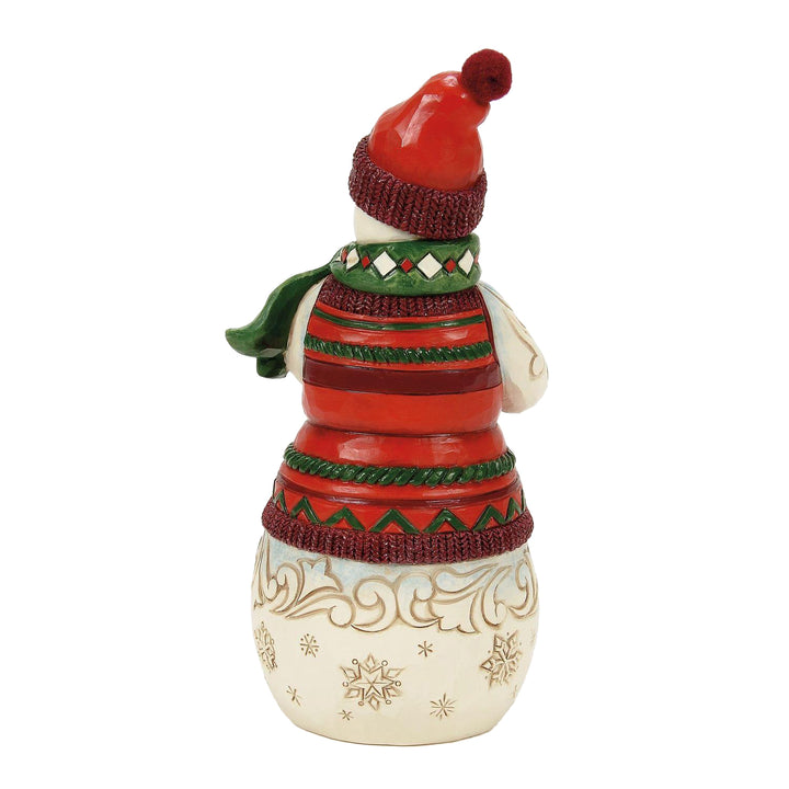 Jim Shore Heartwood Creek: Christmas at the Lodge Snowman Holding Log Cabin Figurine sparkle-castle