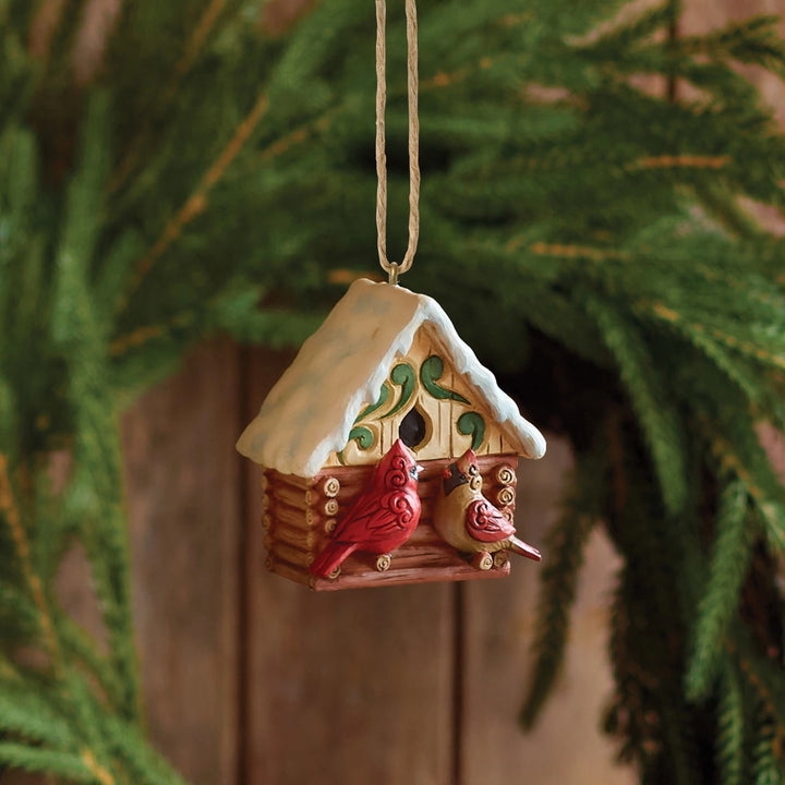 Jim Shore Heartwood Creek: Christmas At The Lodge Cabin Birdhouse Hanging Ornament sparkle-castle