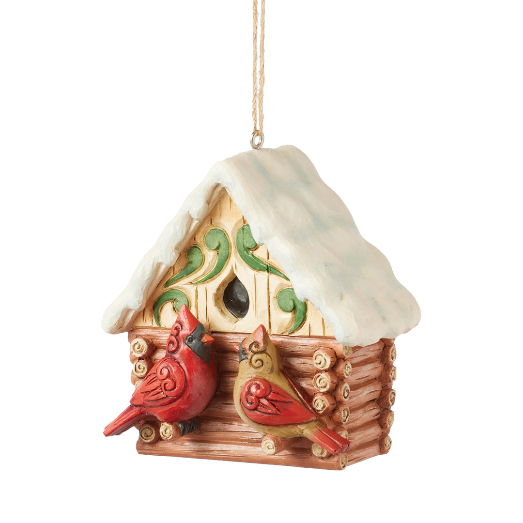 Jim Shore Heartwood Creek: Christmas At The Lodge Cabin Birdhouse Hanging Ornament sparkle-castle