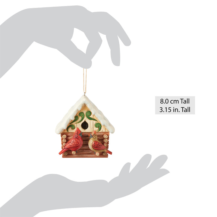 Jim Shore Heartwood Creek: Christmas At The Lodge Cabin Birdhouse Hanging Ornament sparkle-castle