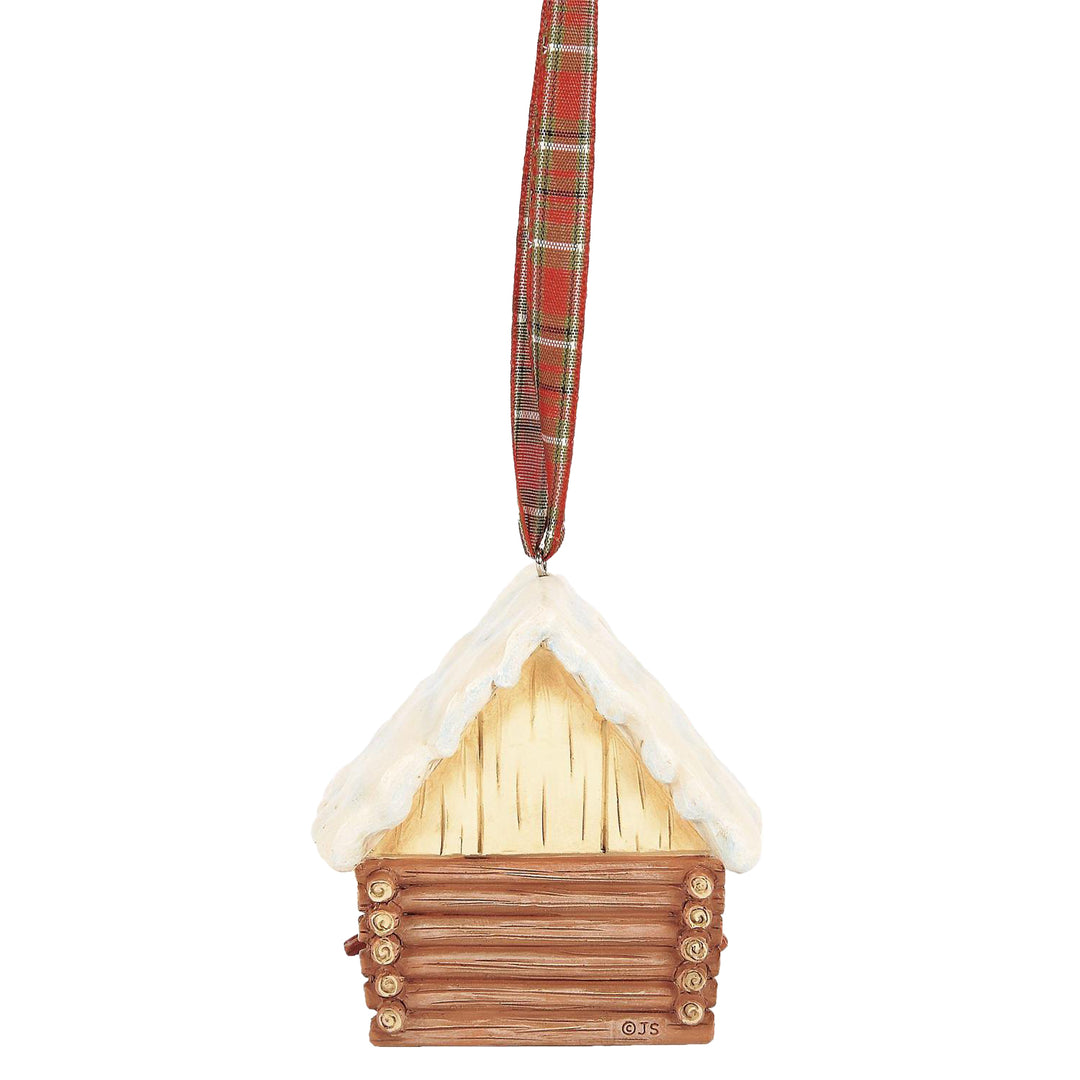 Jim Shore Heartwood Creek: Christmas At The Lodge Cabin Birdhouse Hanging Ornament sparkle-castle