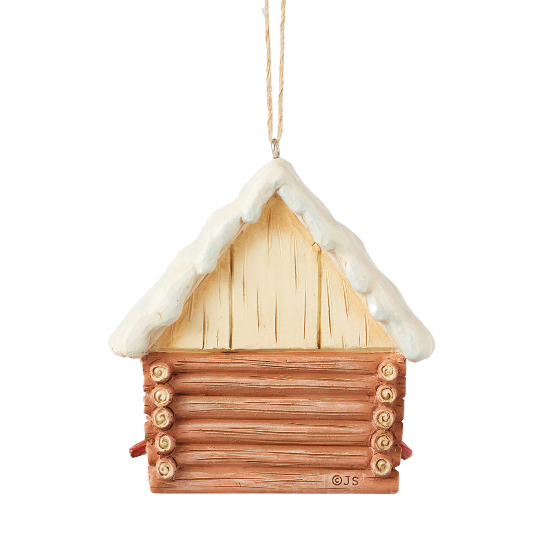 Jim Shore Heartwood Creek: Christmas At The Lodge Cabin Birdhouse Hanging Ornament sparkle-castle