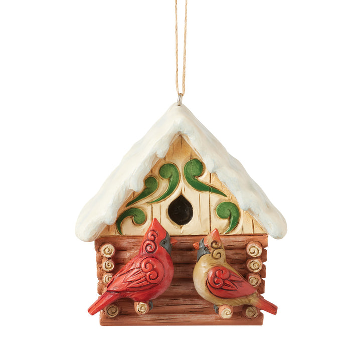 Jim Shore Heartwood Creek: Christmas At The Lodge Cabin Birdhouse Hanging Ornament sparkle-castle