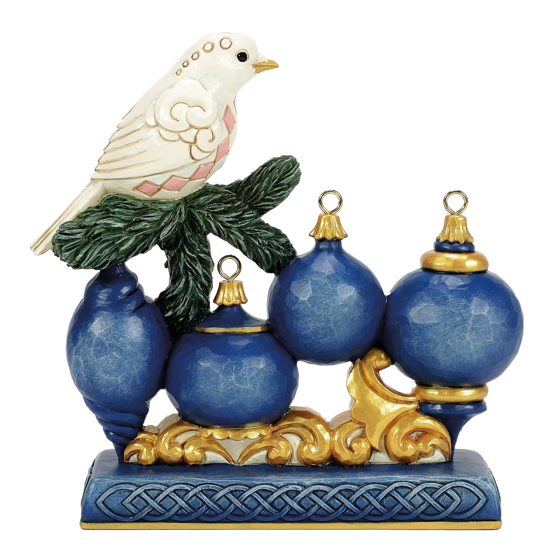 Jim Shore Heartwood Creek: Blue & Gold Hope with Dove Figurine sparkle-castle