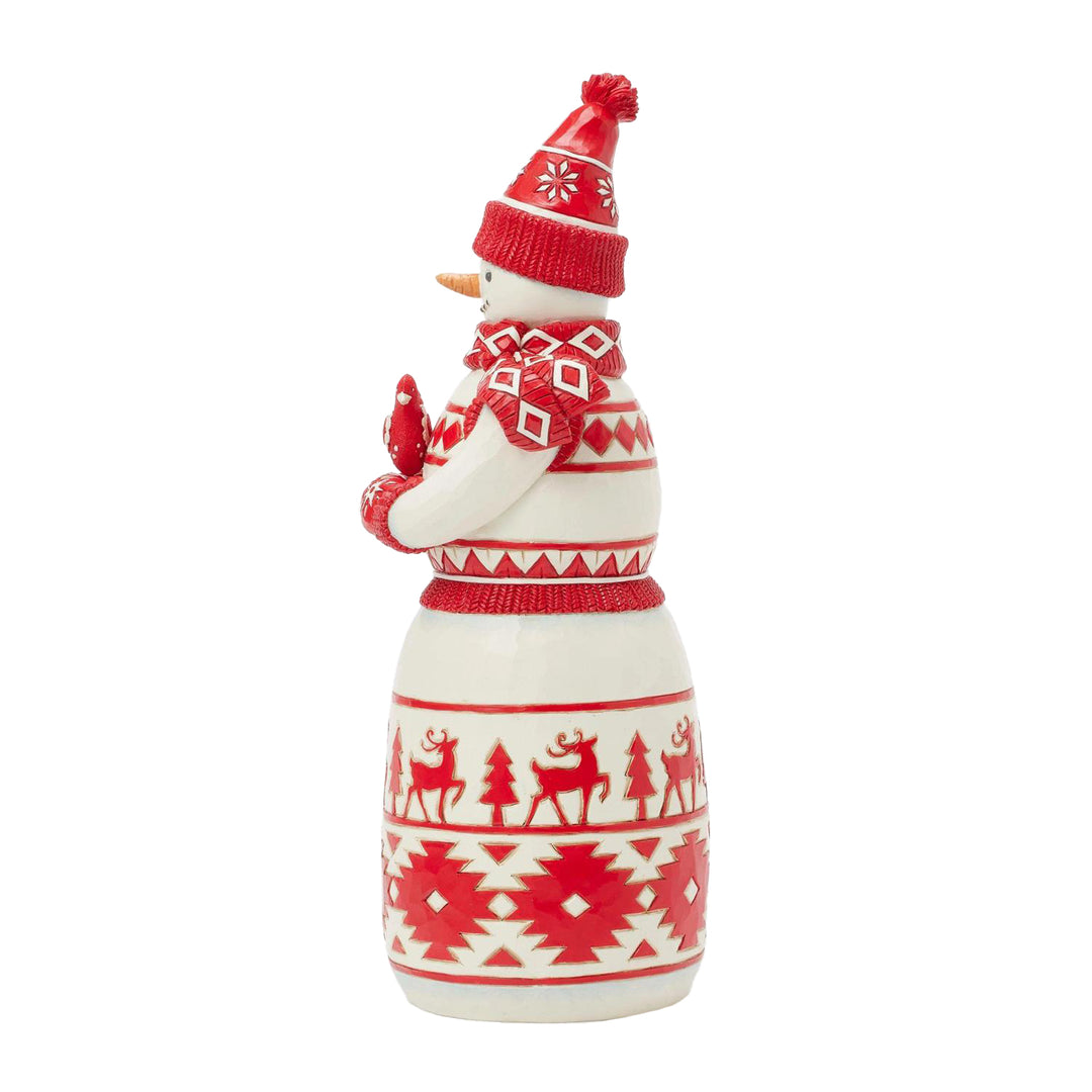 Jim Shore Heartwood Creek: Nordic Noel Snowman With Cardinal Figurine sparkle-castle