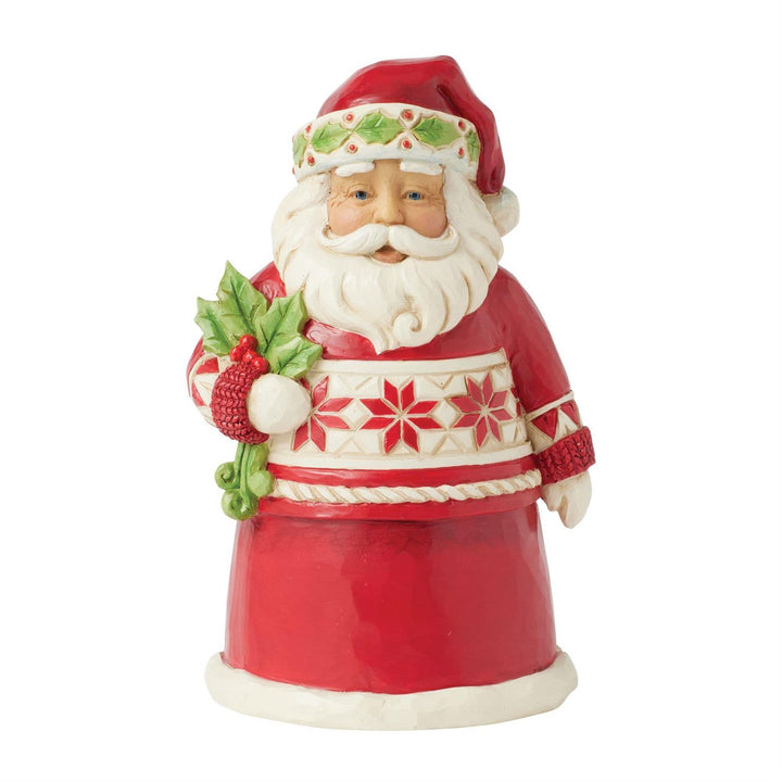 Jim Shore Heartwood Creek: Nordic Noel Pint Sized Santa With Holly Figurine sparkle-castle