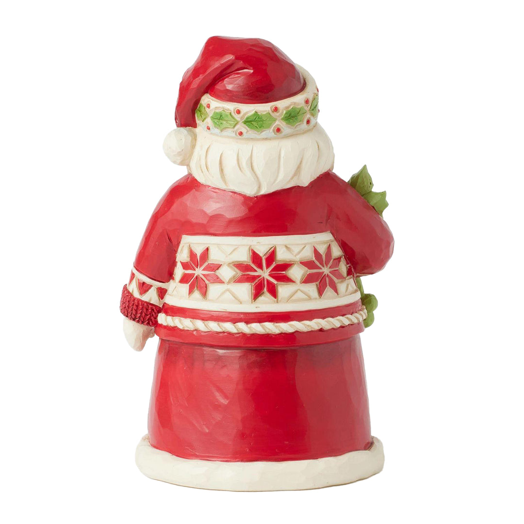 Jim Shore Heartwood Creek: Nordic Noel Pint Sized Santa With Holly Figurine sparkle-castle