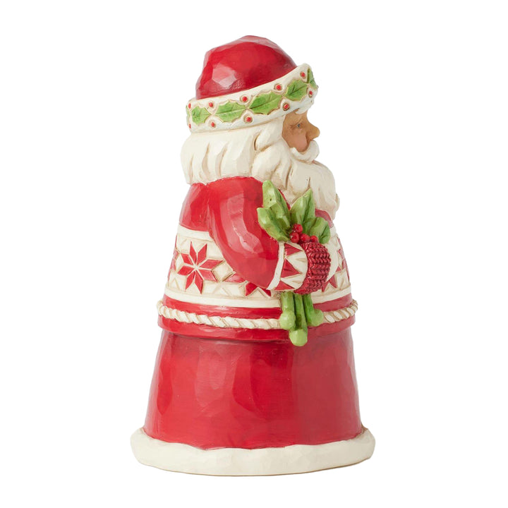 Jim Shore Heartwood Creek: Nordic Noel Pint Sized Santa With Holly Figurine sparkle-castle