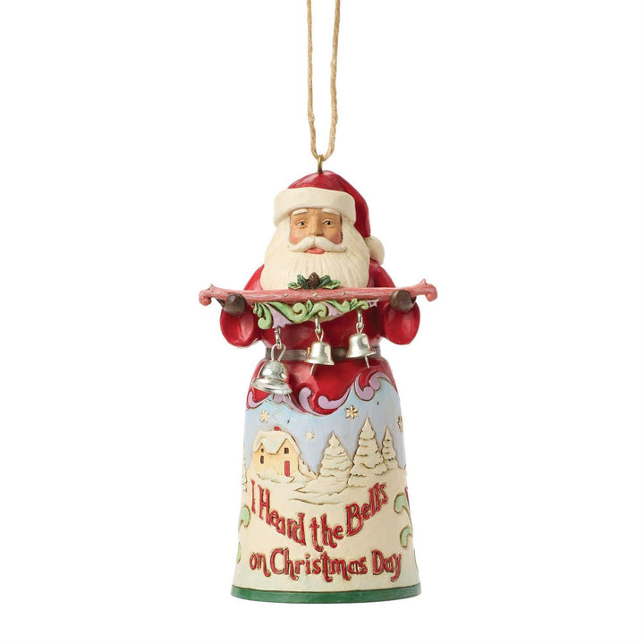 Jim Shore Heartwood Creek: Song Series Santa I Heard The Bells Hanging Ornament sparkle-castle