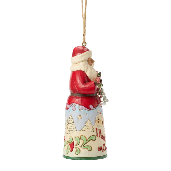 Jim Shore Heartwood Creek: Song Series Santa I Heard The Bells Hanging Ornament sparkle-castle