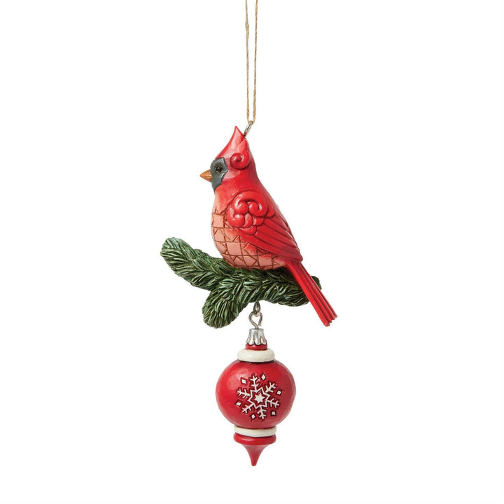 Jim Shore Heartwood Creek: Nordic Noel Cardinal On Branch Hanging Ornament sparkle-castle