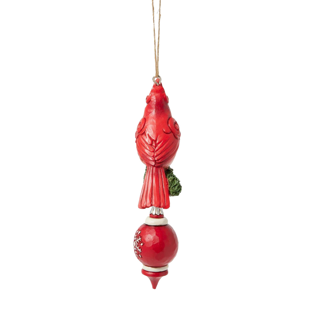 Jim Shore Heartwood Creek: Nordic Noel Cardinal On Branch Hanging Ornament sparkle-castle