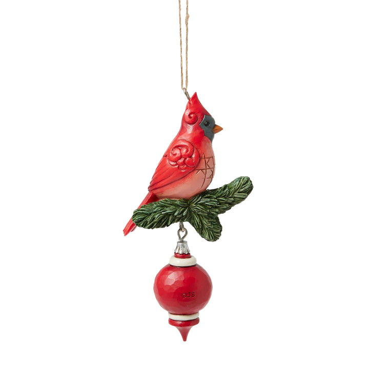 Jim Shore Heartwood Creek: Nordic Noel Cardinal On Branch Hanging Ornament sparkle-castle