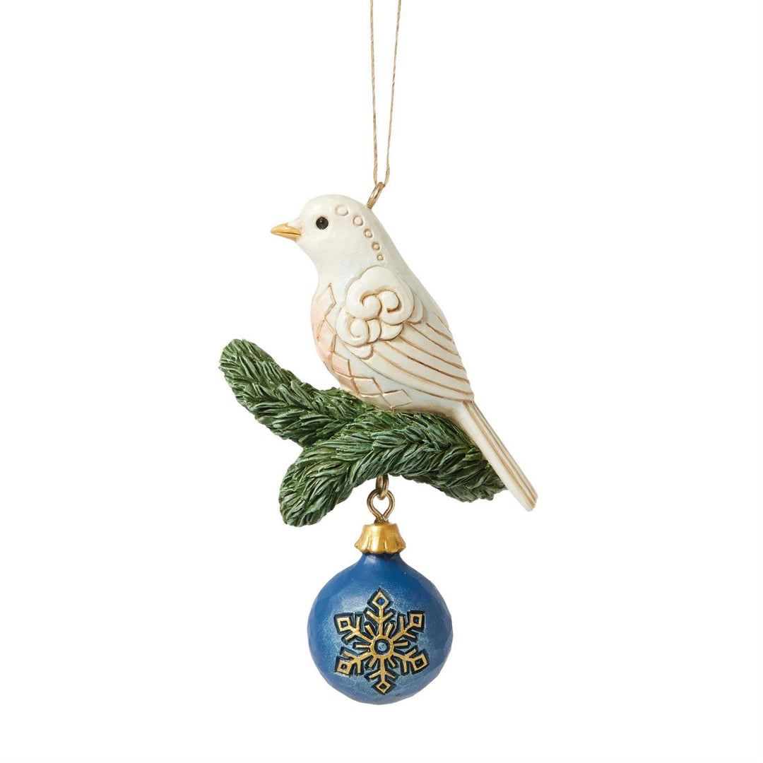 Jim Shore Heartwood Creek: Blue & Gold Dove Hanging Ornament sparkle-castle