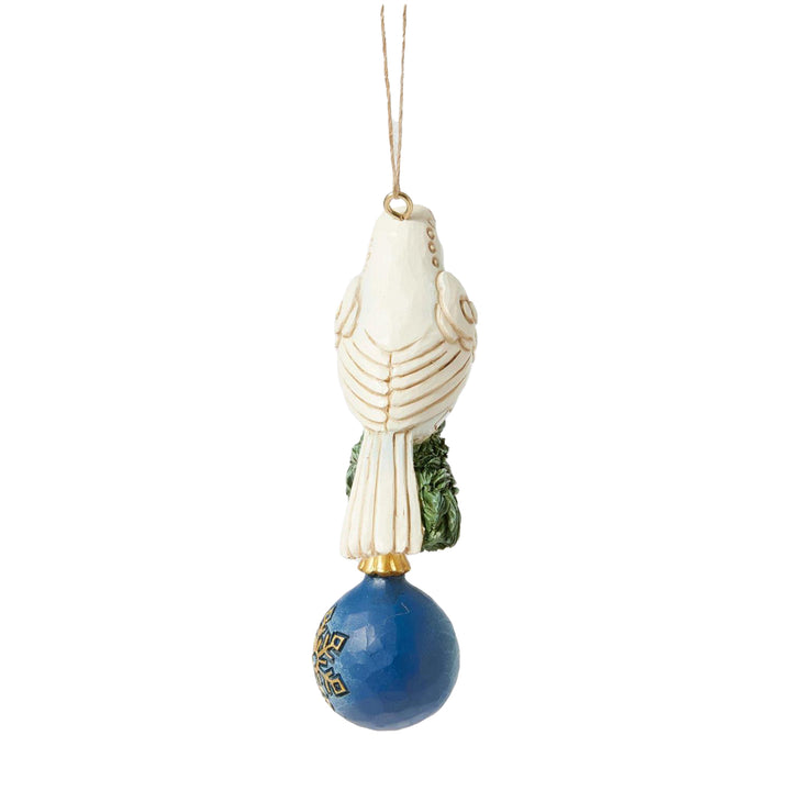 Jim Shore Heartwood Creek: Blue & Gold Dove Hanging Ornament sparkle-castle