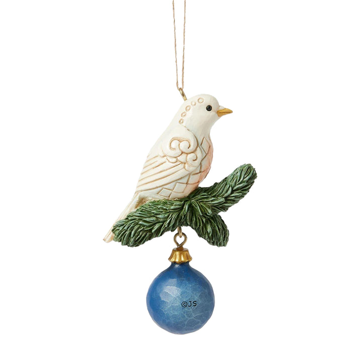 Jim Shore Heartwood Creek: Blue & Gold Dove Hanging Ornament sparkle-castle