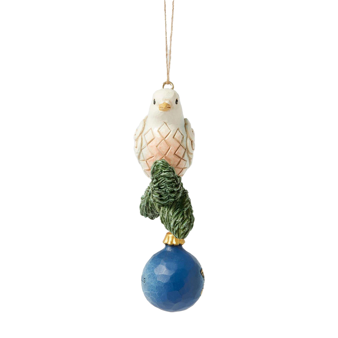 Jim Shore Heartwood Creek: Blue & Gold Dove Hanging Ornament sparkle-castle