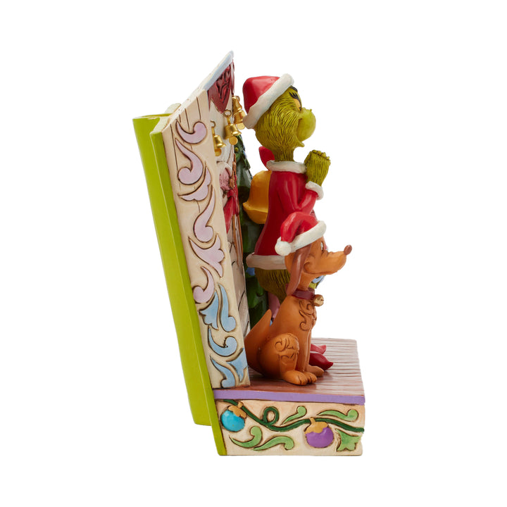 Jim Shore The Grinch: Grinch with Max and Cindy Lou Storybook Figurine sparkle-castle