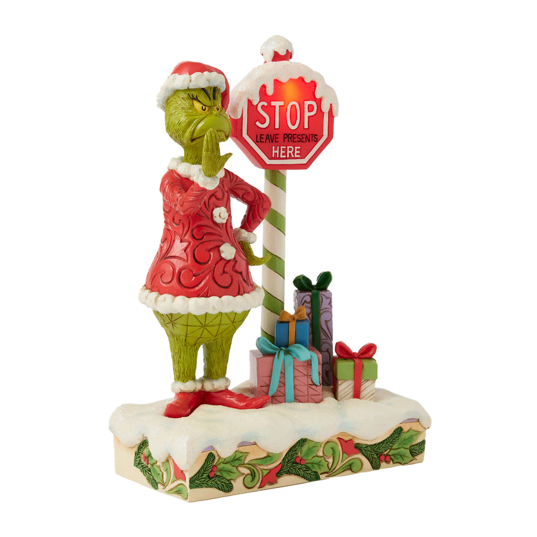 Jim Shore The Grinch: Grinch by LED Stop Sign Figurine sparkle-castle