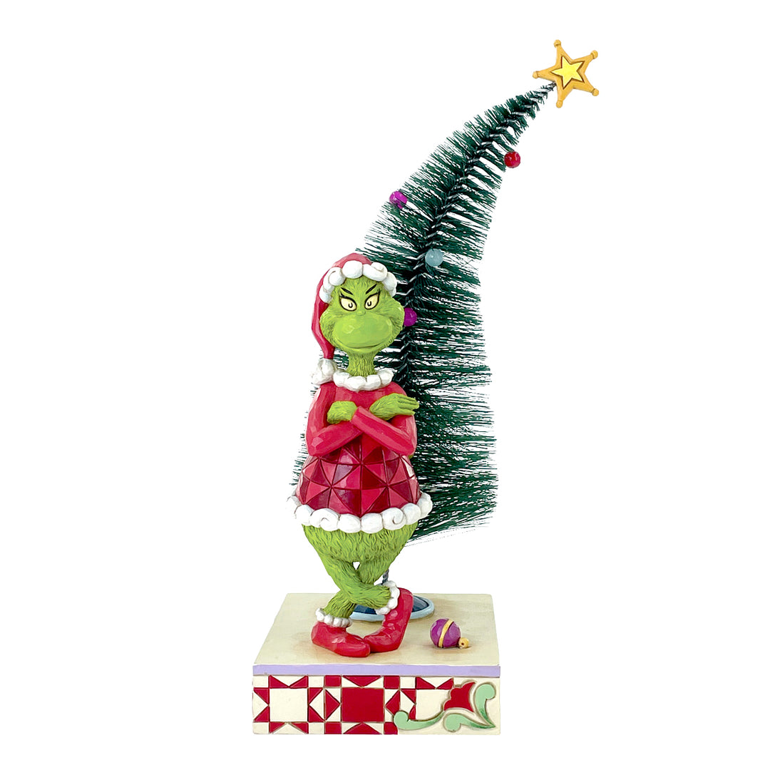 Jim Shore The Grinch: Grinch with Arms Crossed By Sisal Tree Figurine sparkle-castle