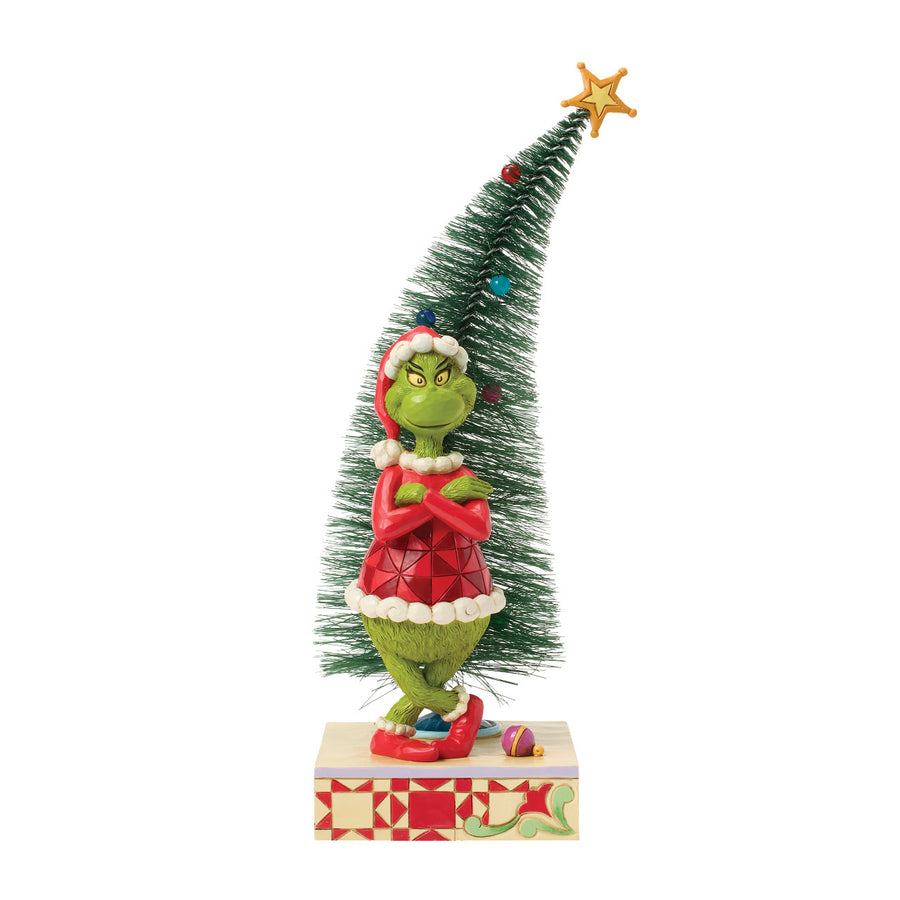 Jim Shore The Grinch: Grinch with Arms Crossed By Sisal Tree Figurine sparkle-castle