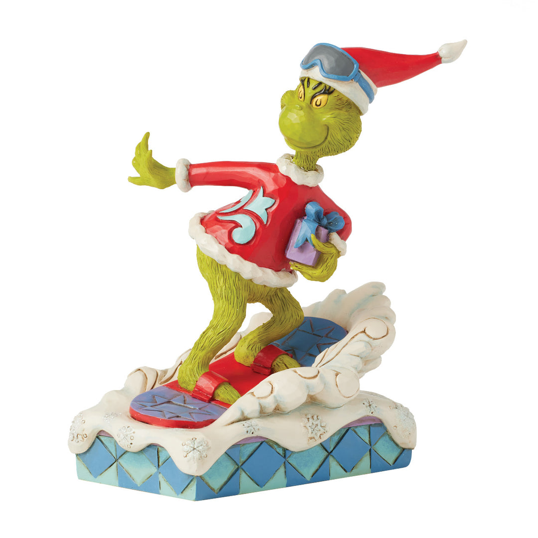 Jim Shore The Grinch: Grinch Snowboarding Figurine sparkle-castle