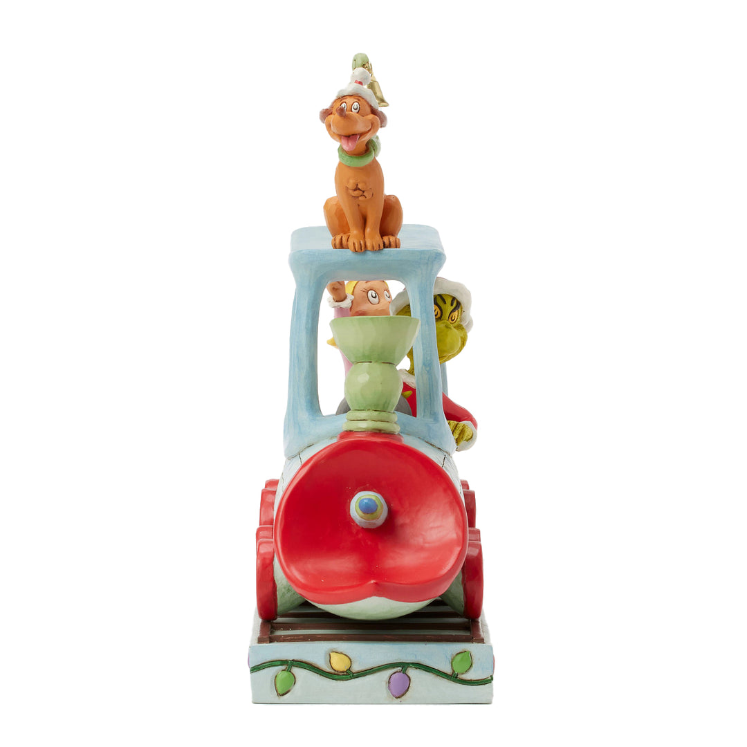 Jim Shore The Grinch: Grinch, Max and Cindy on Train Figurine sparkle-castle