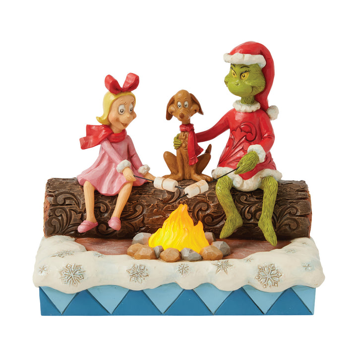 Jim Shore The Grinch: Grinch, Max, Cindy Roasting Marshmallows Figurine sparkle-castle