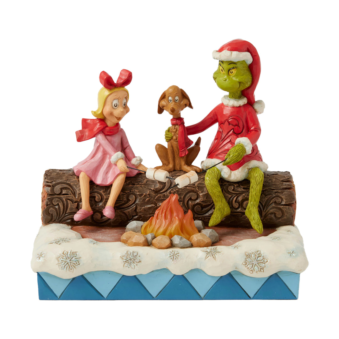 Jim Shore The Grinch: Grinch, Max, Cindy Roasting Marshmallows Figurine sparkle-castle