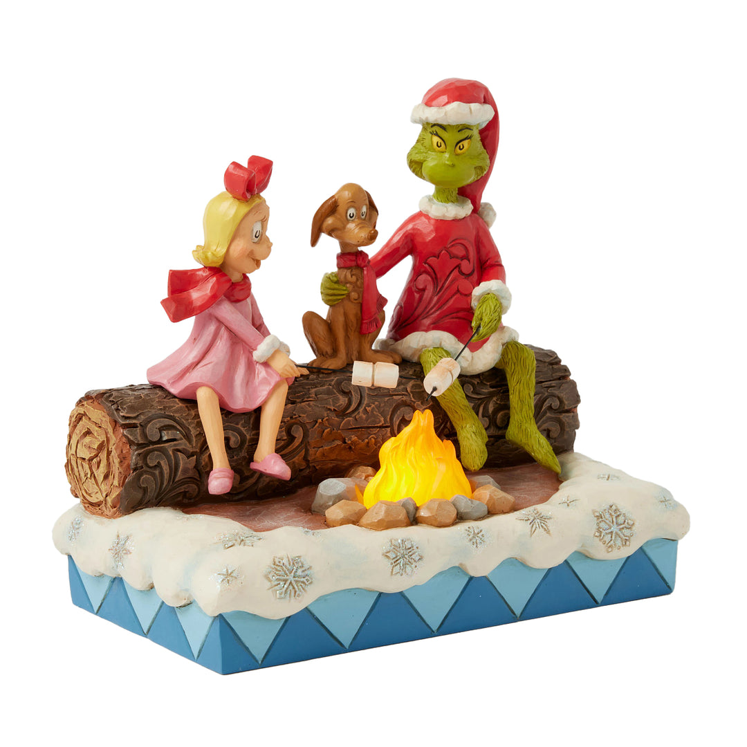 Jim Shore The Grinch: Grinch, Max, Cindy Roasting Marshmallows Figurine sparkle-castle