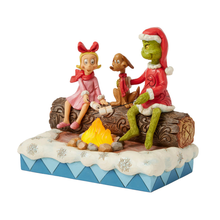 Jim Shore The Grinch: Grinch, Max, Cindy Roasting Marshmallows Figurine sparkle-castle