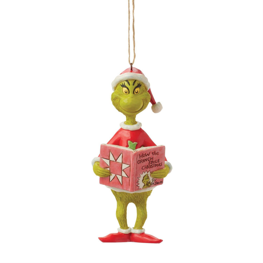 Jim Shore The Grinch: Grinch with Book Hanging Ornament sparkle-castle