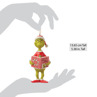 Jim Shore The Grinch: Grinch with Book Hanging Ornament sparkle-castle