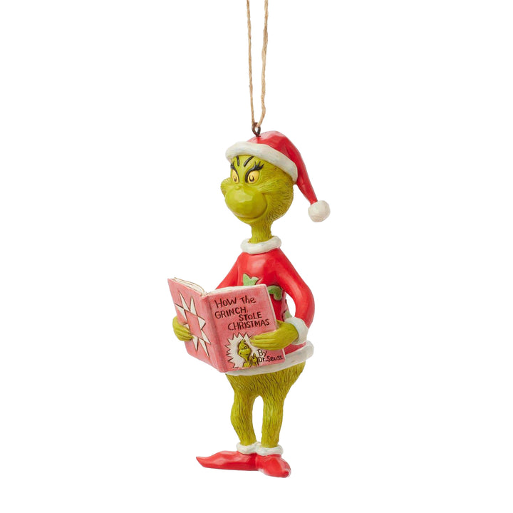 Jim Shore The Grinch: Grinch with Book Hanging Ornament sparkle-castle