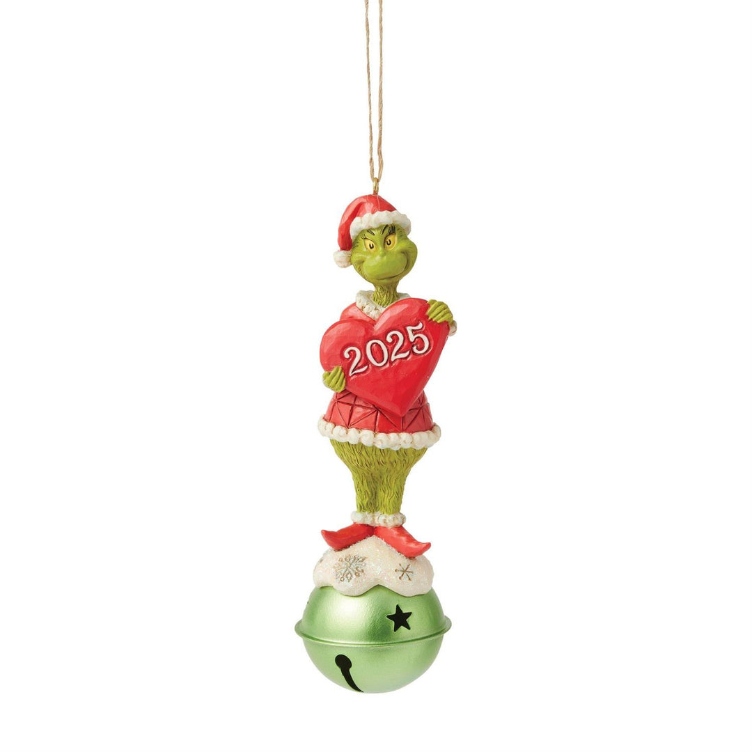 Jim Shore The Grinch: Grinch on Bell Dated 2025 Hanging Ornament sparkle-castle