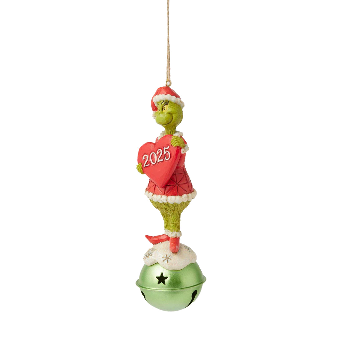 Jim Shore The Grinch: Grinch on Bell Dated 2025 Hanging Ornament sparkle-castle