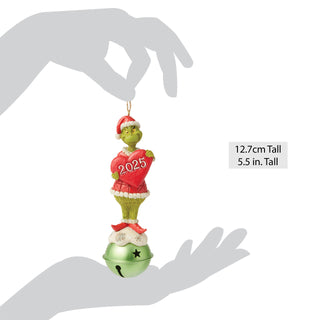 Jim Shore The Grinch: Grinch on Bell Dated 2025 Hanging Ornament sparkle-castle