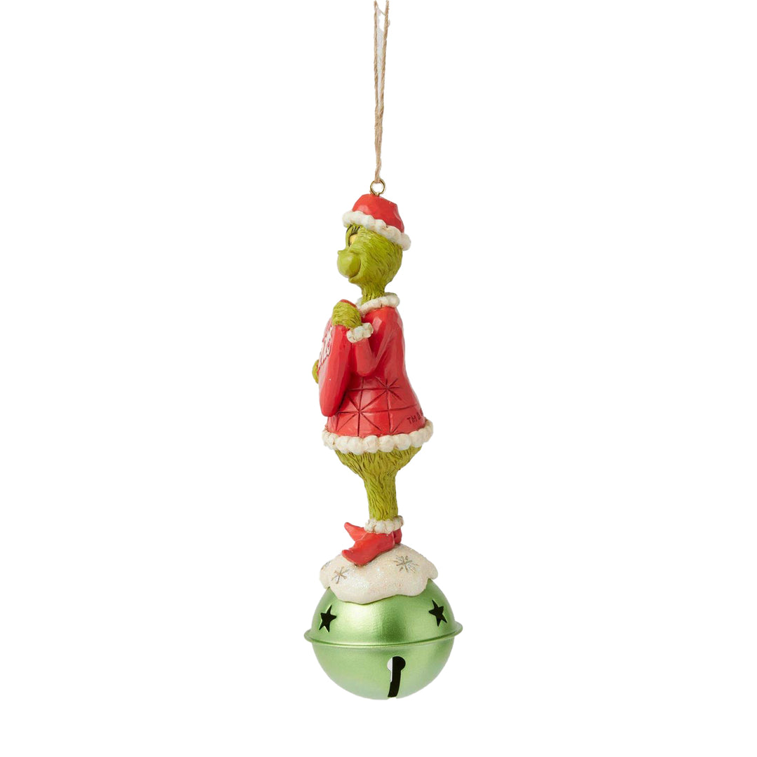 Jim Shore The Grinch: Grinch on Bell Dated 2025 Hanging Ornament sparkle-castle